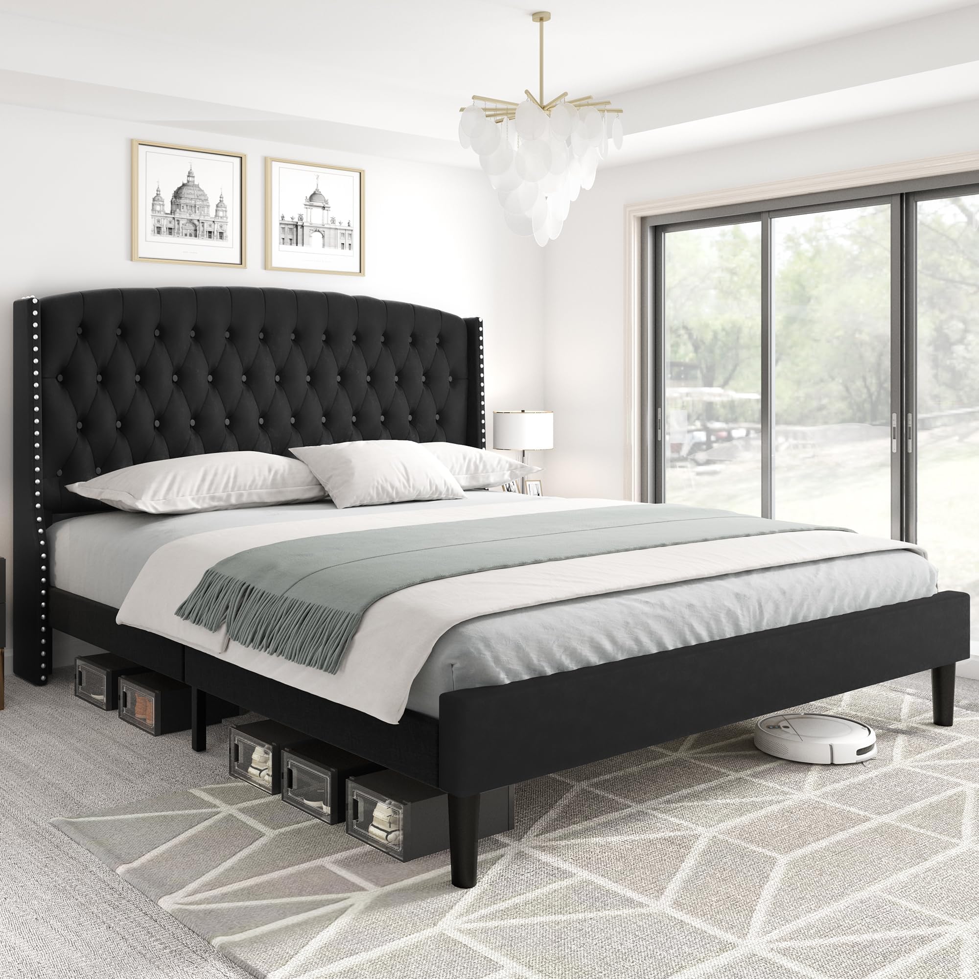 Amazon.com: YITAHOME Bed Frame King Size, Platform Bed Frame with 50 ...
