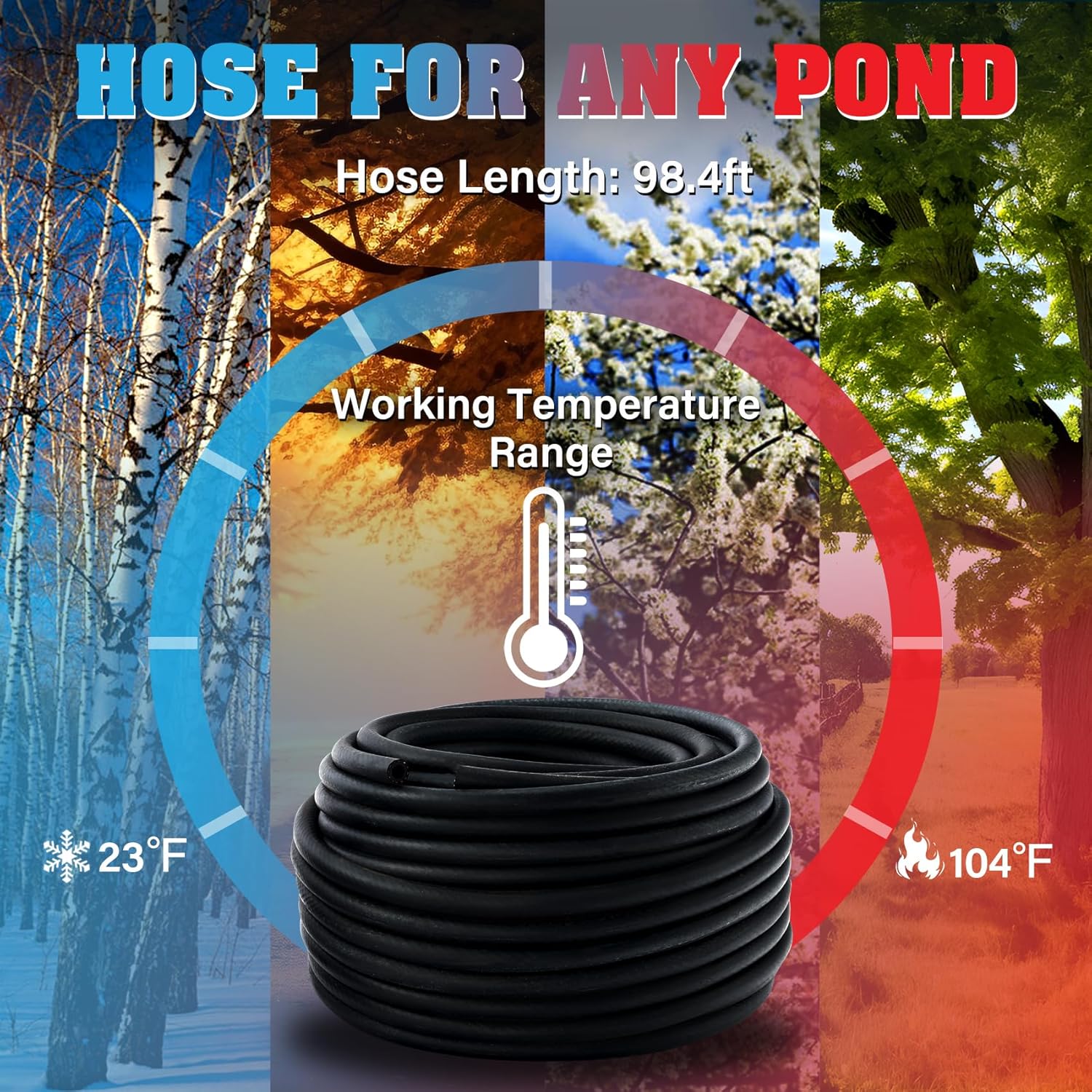 TCFUNDY Pond Aerator for Outdoor Pond, 750W 4.6CFM Air Pump Aerator for 1.5 Acres 15ft Deep Ponds, 1 HP Air Compressor, 1x 100' Tubing, 1x Diffusers for Water Oxygen Circulation, w/Timer