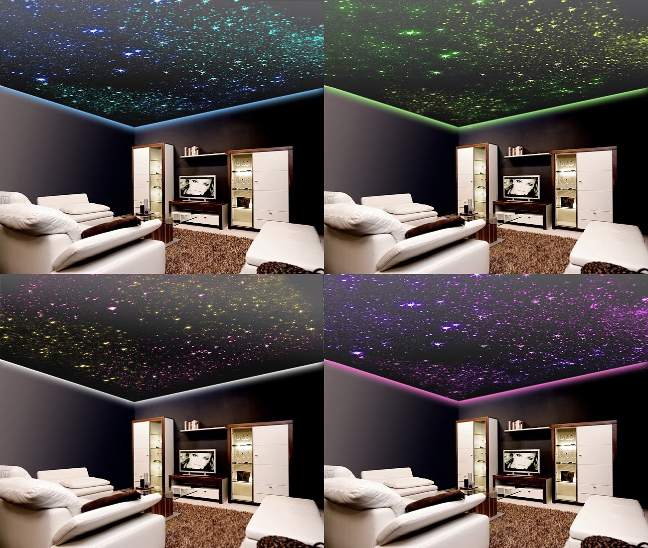 Lunartec cielo stellato LED RGB in fibra ottica con telecomando, 100 fibre luminose, 16 colori