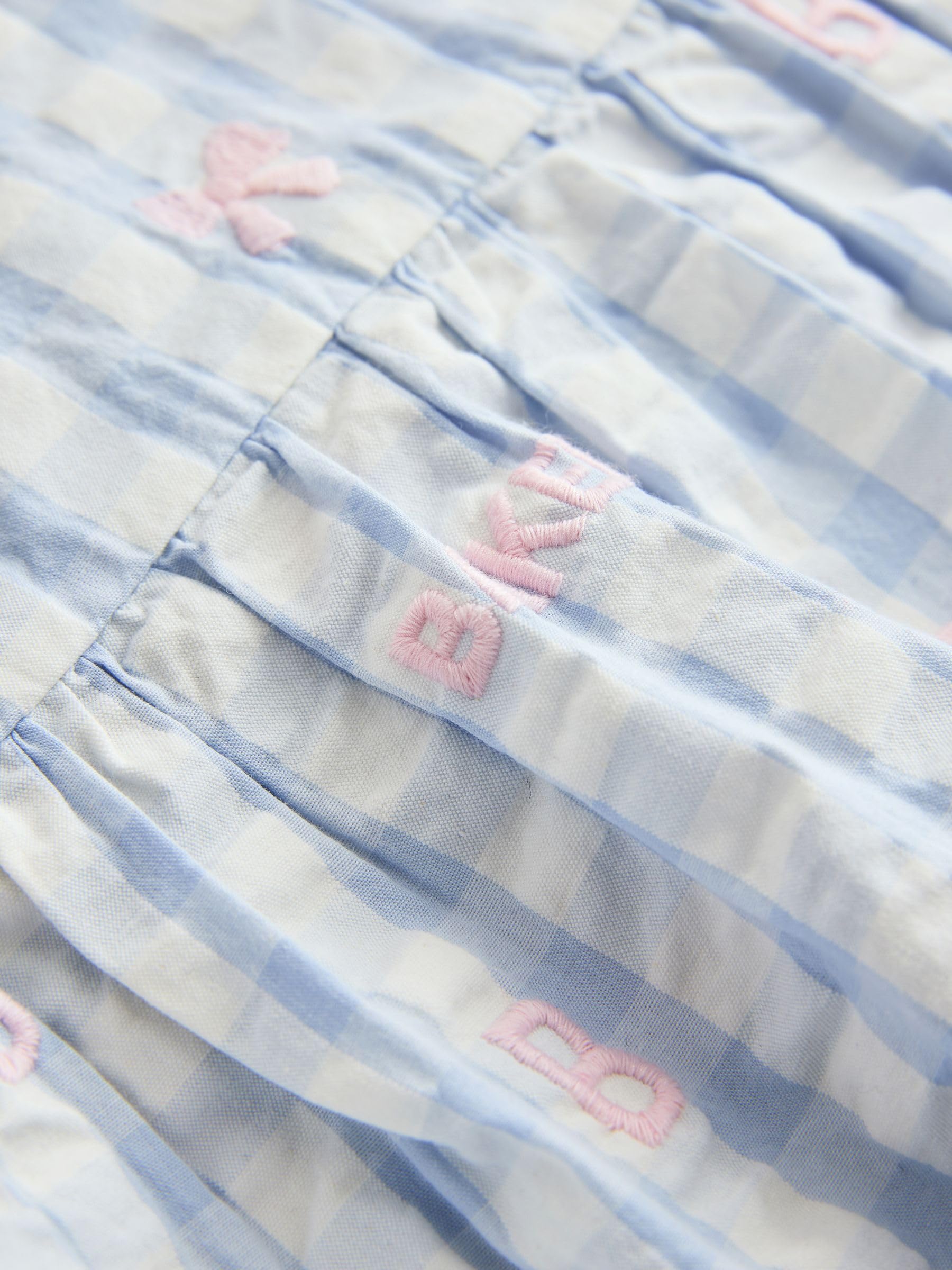 Niñas Conjunto de 2 piezas de top de cuadros vichy con sobrefalda y pantalones de corte barrel