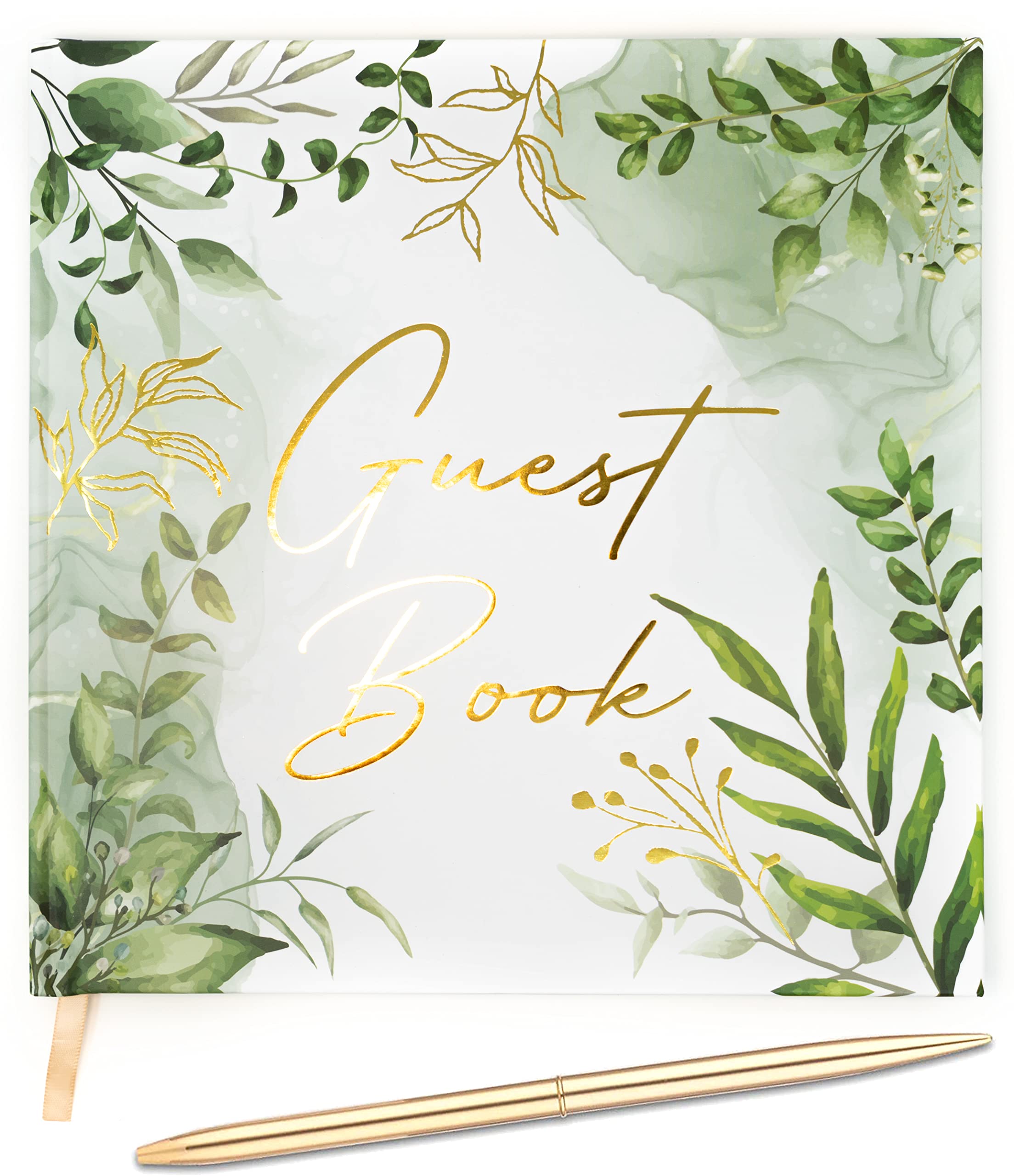 Buy Wedding Guest Book With Pen Beautiful Eucalyptus Boho Design With
