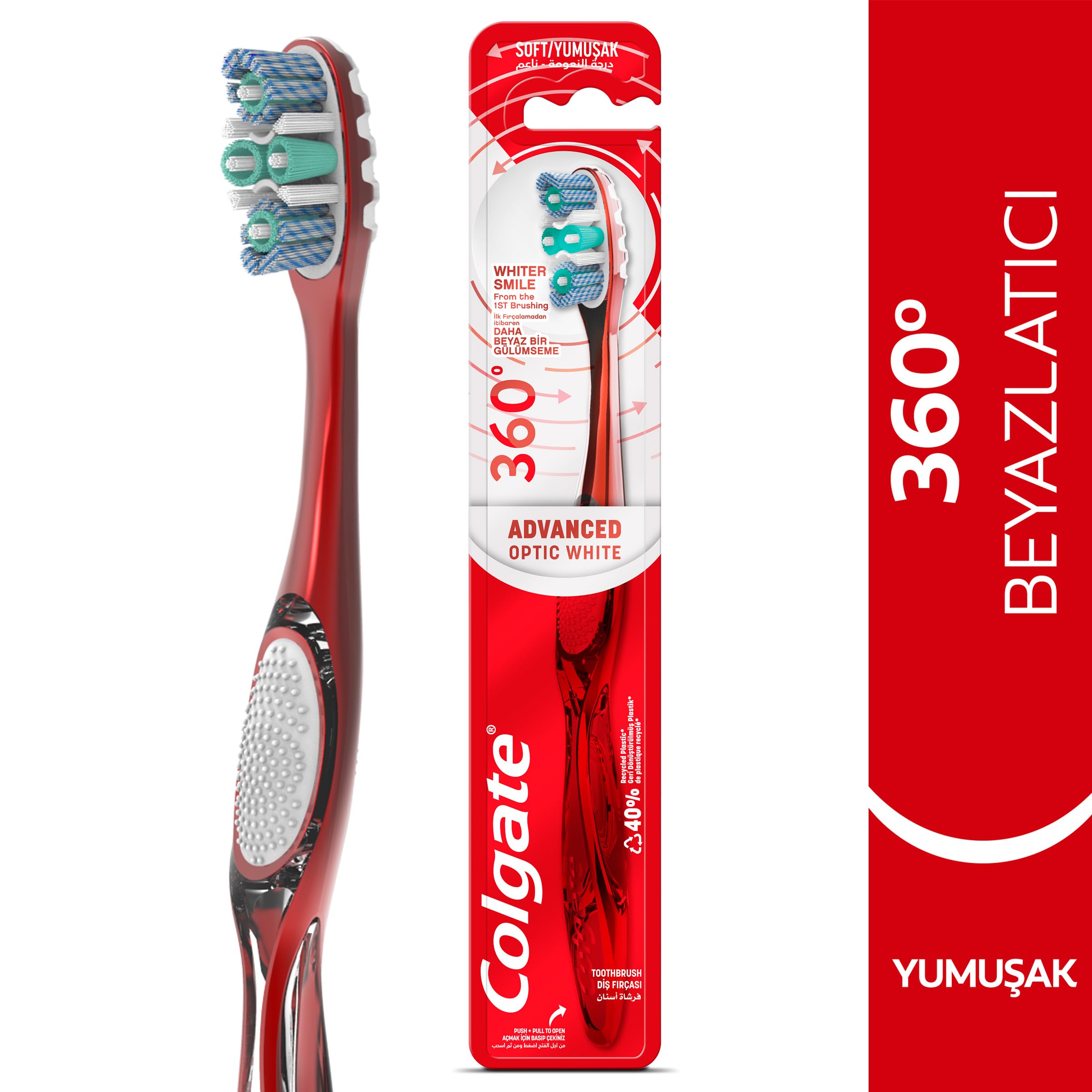 Colgate 360 Gelişmiş Optik Beyaz Yumuşak Beyazlatıcı Diş Fırçası