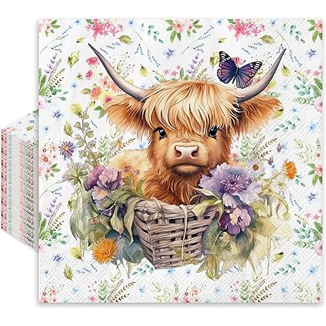 Whaline Highland Cow Napkins for Decoupage