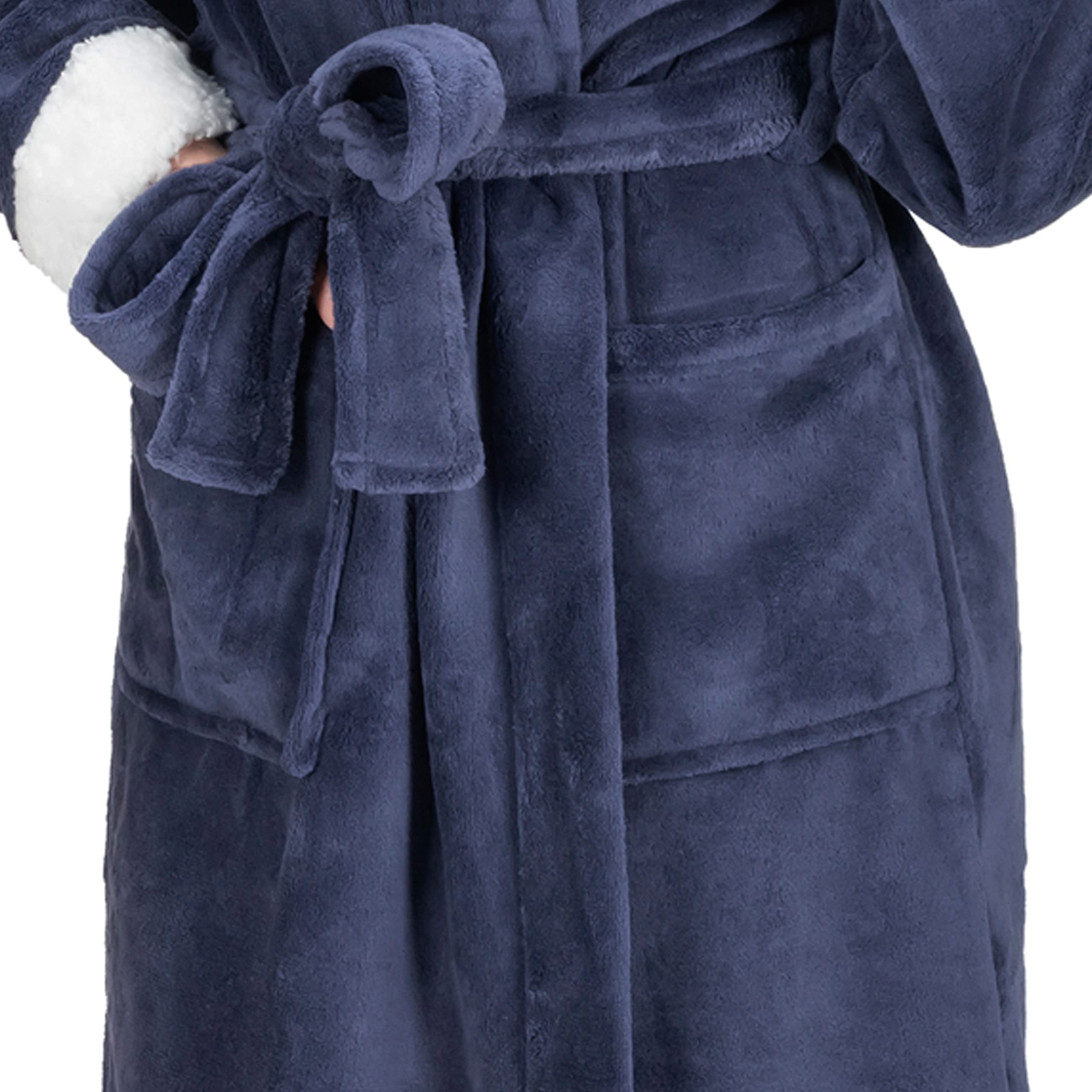 MONHOUSE Womens Dressing Gown - Premium Super Soft & Cosy Long Bathrobe - Ladies Thick Flannel Luxury Housecoat - Warm Fluffy Shearling Spa Robe for Her - Sherpa Bathrobe - Purple Sherpa UK 12-14