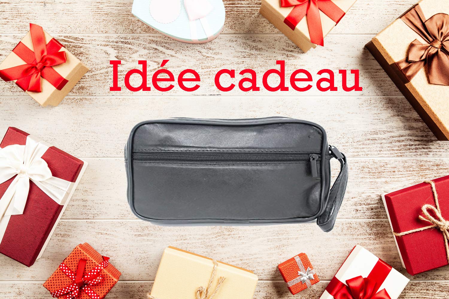 Frédéric Johns® - Herren-Handtasche, leer, Tasche, Leder, Schwarz