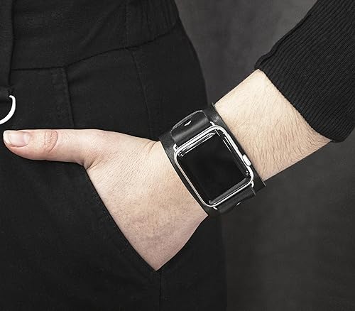 Miniatura 2 de wide Leather cuff band compatible with Apple watch 38mm 40mm 41mm 42mm 44mm 45mm 49mm, Handmade UA code 1240 (other colors & sizes)