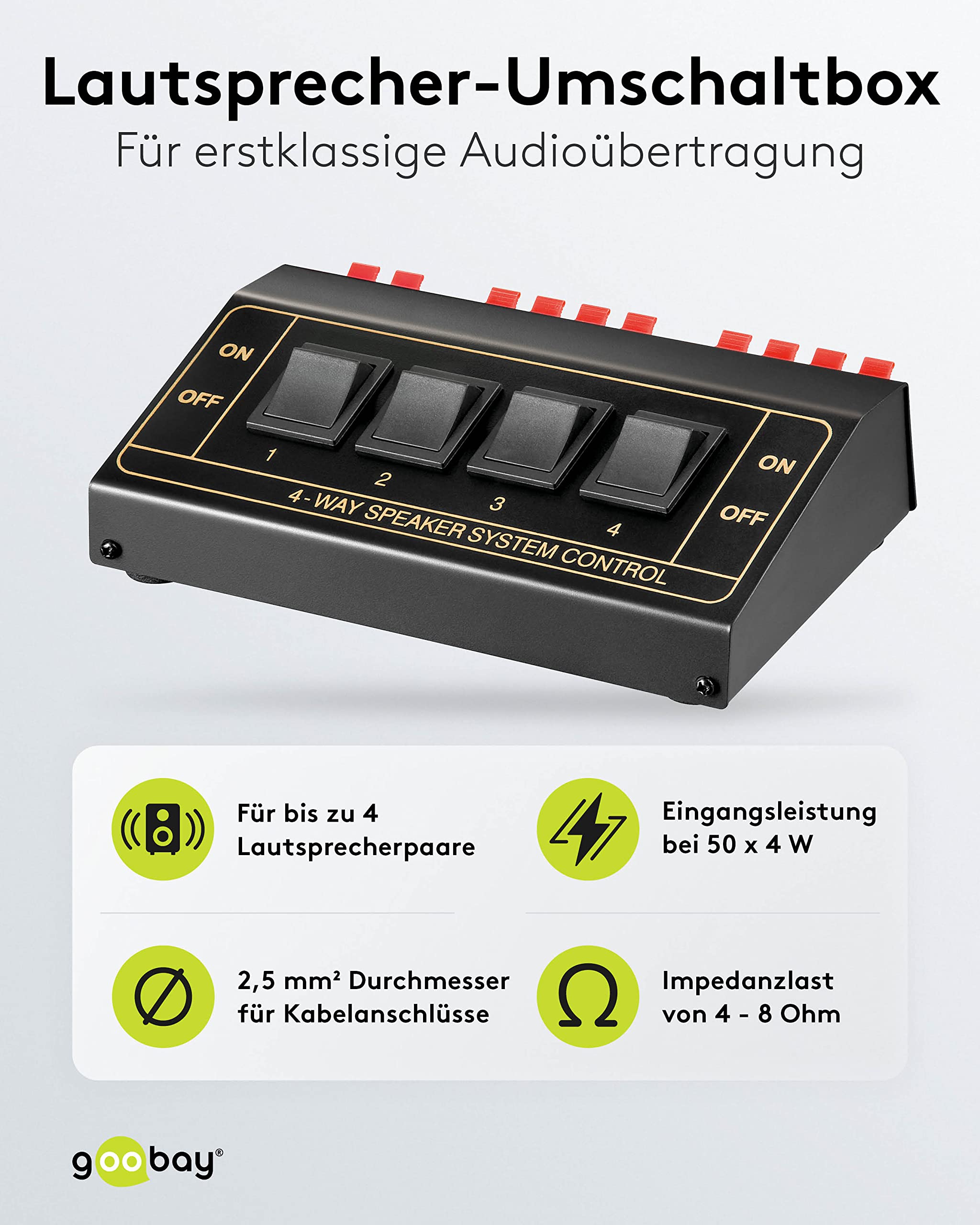 Goobay Speaker Switchbox per 4 coppie di diffusori nero