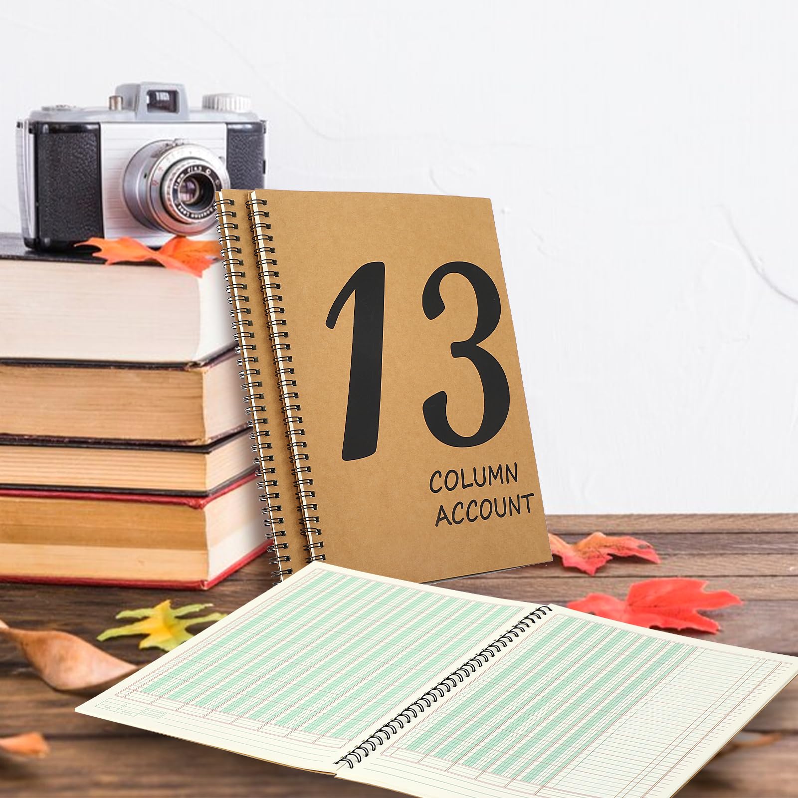 Libro de contabilidad de 13 columnas de 8.5 x 11 pulgadas, cuaderno de cuentas, bloc columnar de 13 columnas, bloc de análisis premium, cubierta de papel kraft, 100 páginas para uso personal, pequeñas