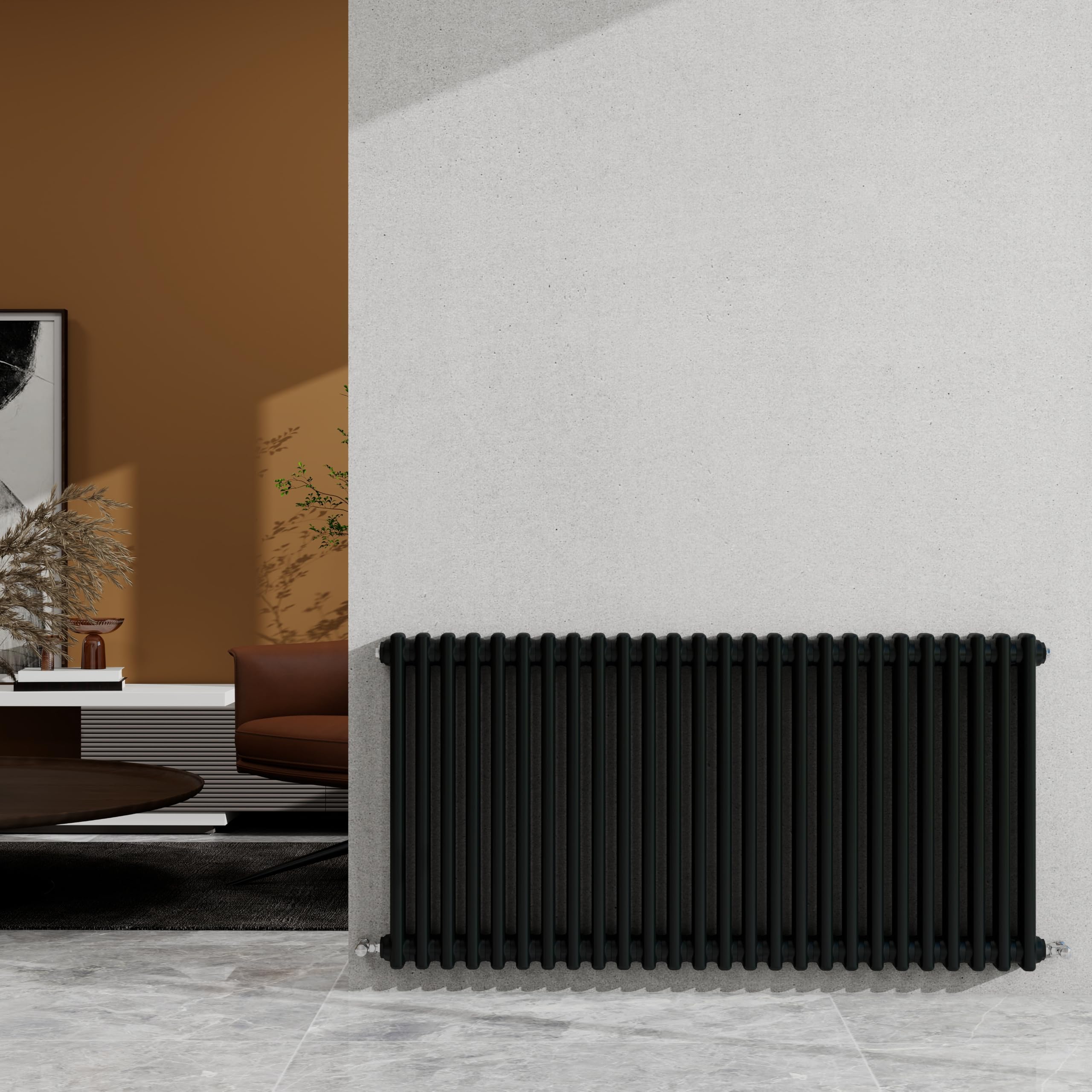 SKY Bathroom Traditional Radiator Black 600×1190mm Horizontal 2 Col 4618BTU — image 1