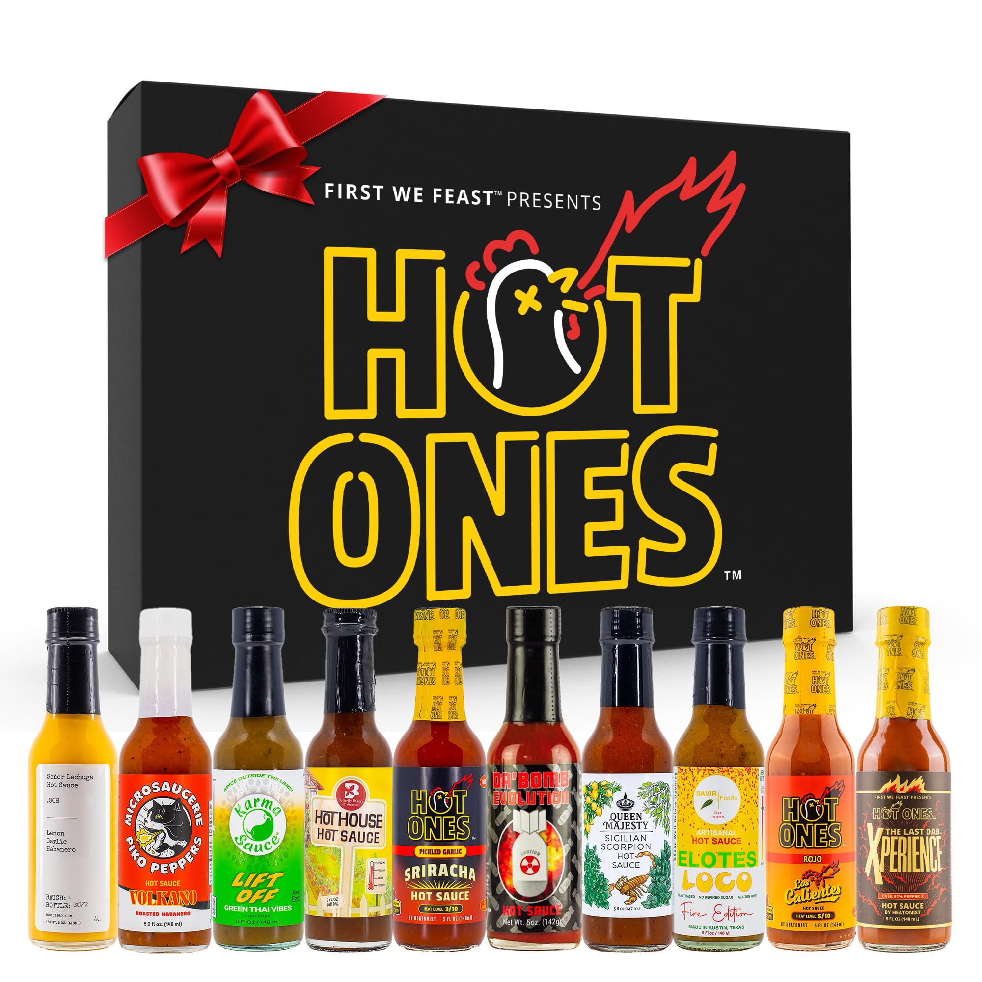 Hot Ones Hot Sauce Challenge Set - Season 26 Gift Set Variety Pack - Made with Natural Ingredients - Unique Small Batch Sampler - 5 fl oz Bottles (10-Pack)