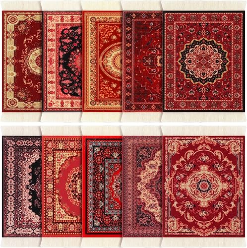 Preboun 10 posavasos para mesa, diseño oriental, para bebidas, alfombra de tela, alfombras elegantes, posavasos vintage para el hogar, oficina, mesa