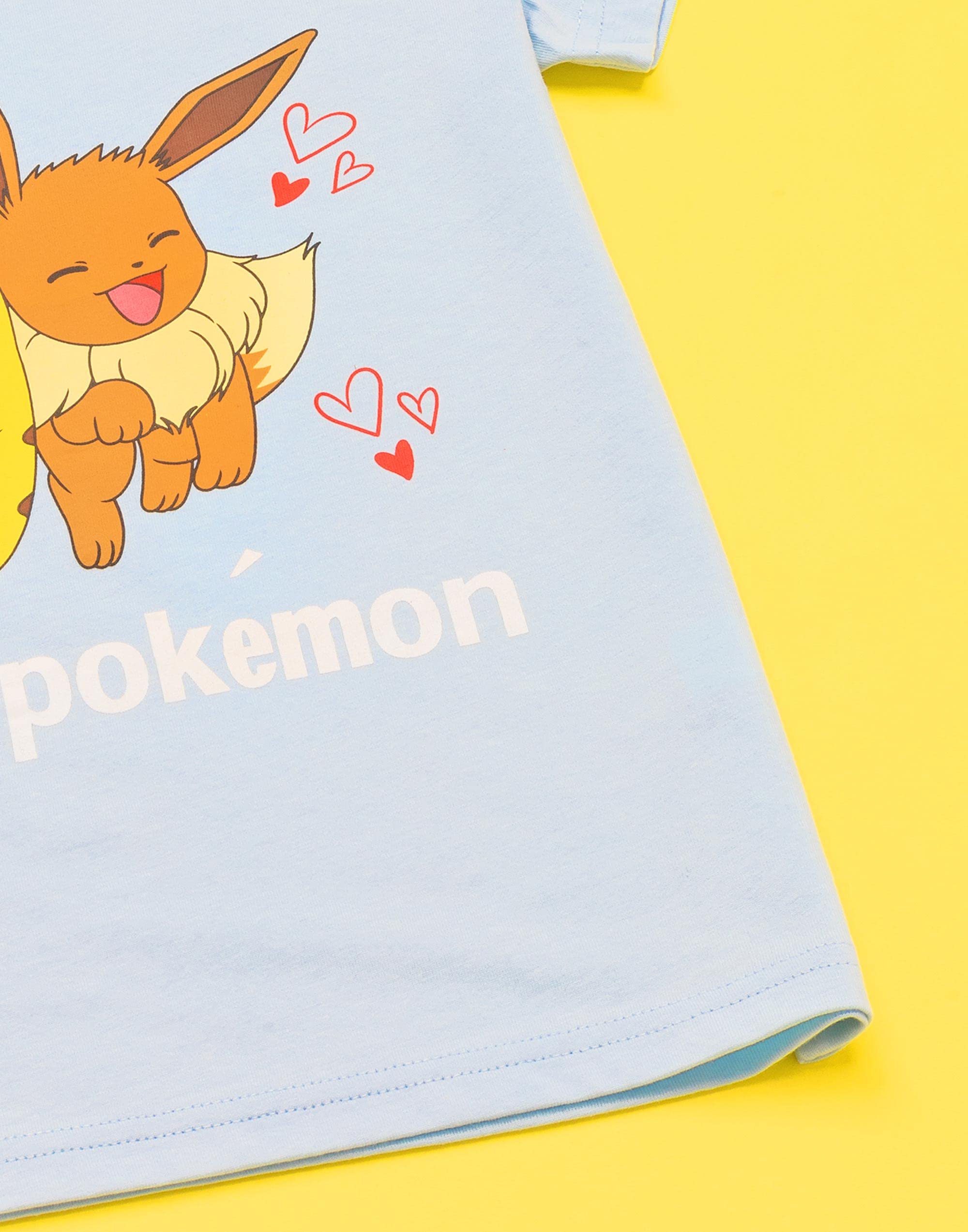 Pokemon T-shirt Koszulka Dziewczęca Pikachu Eevee Przyjaciele Gra Niebieski Top
