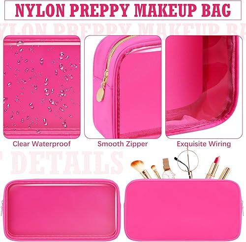 Miniatura 4 de 4 bolsas de maquillaje transparentes para bolso, bolsa de maquillaje de nailon y PVC, bolsa de viaje para cosméticos, bolsa de aseo con cremallera,