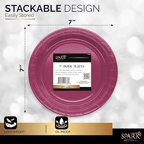 Miniatura 9 de Platos desechables de postre de papel negro de 6 34 pulgadas, ideales para bodas, fiestas, cumpleaños, cenas, almuerzos (paquete de 50)