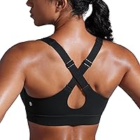 CRZ YOGA Butterbreeze Criss Cross Back Sports Bra for Women - V-Neck Adjustable Straps, Padded Medium Support Workout Crop Top