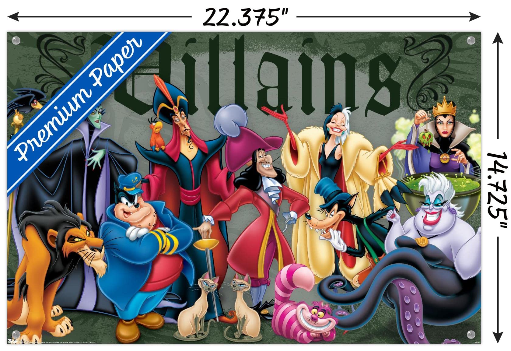 Amazon.com: Disney VIllains - Group Pose Wall Poster with Push