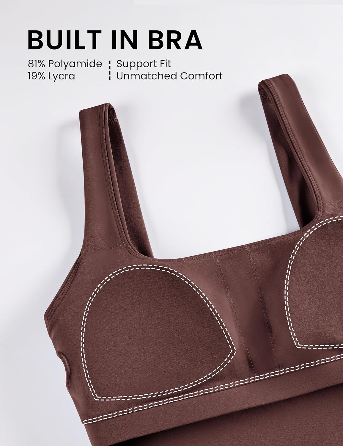 BAYDI Clouduxi Square Neck Sports Bras for Women - Padded Workout Tops with Built-in Bra U Back Gym Yoga Crop Tank Top - Image 5