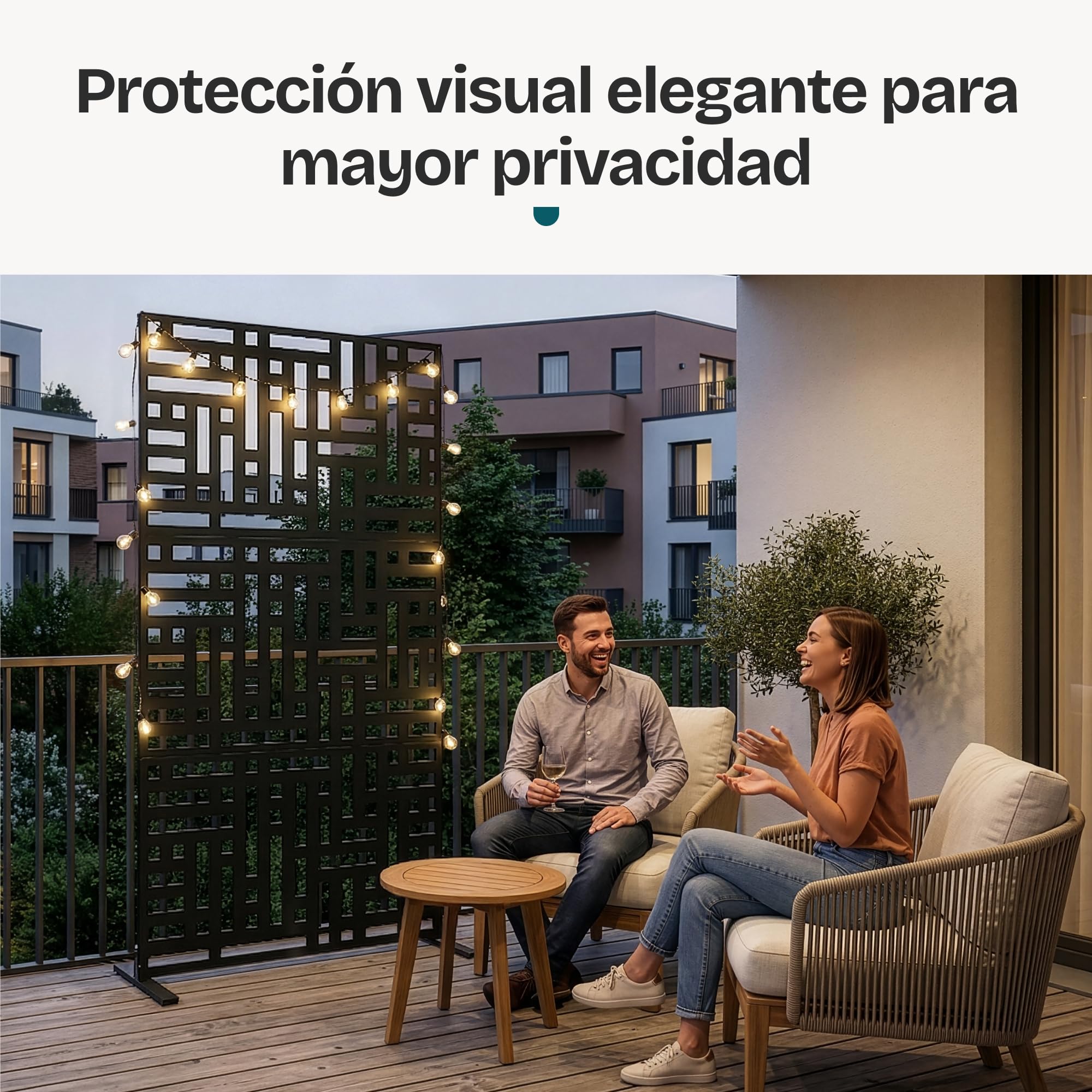 casa.pro Tabique Bernalda Divisor de Espacios Biombo Separador de Ambientes Exterior Interior Diseño Atractivo Protege del Sol Viento Acero Galvanizado 180 x 90 x 40 cm - Negro
