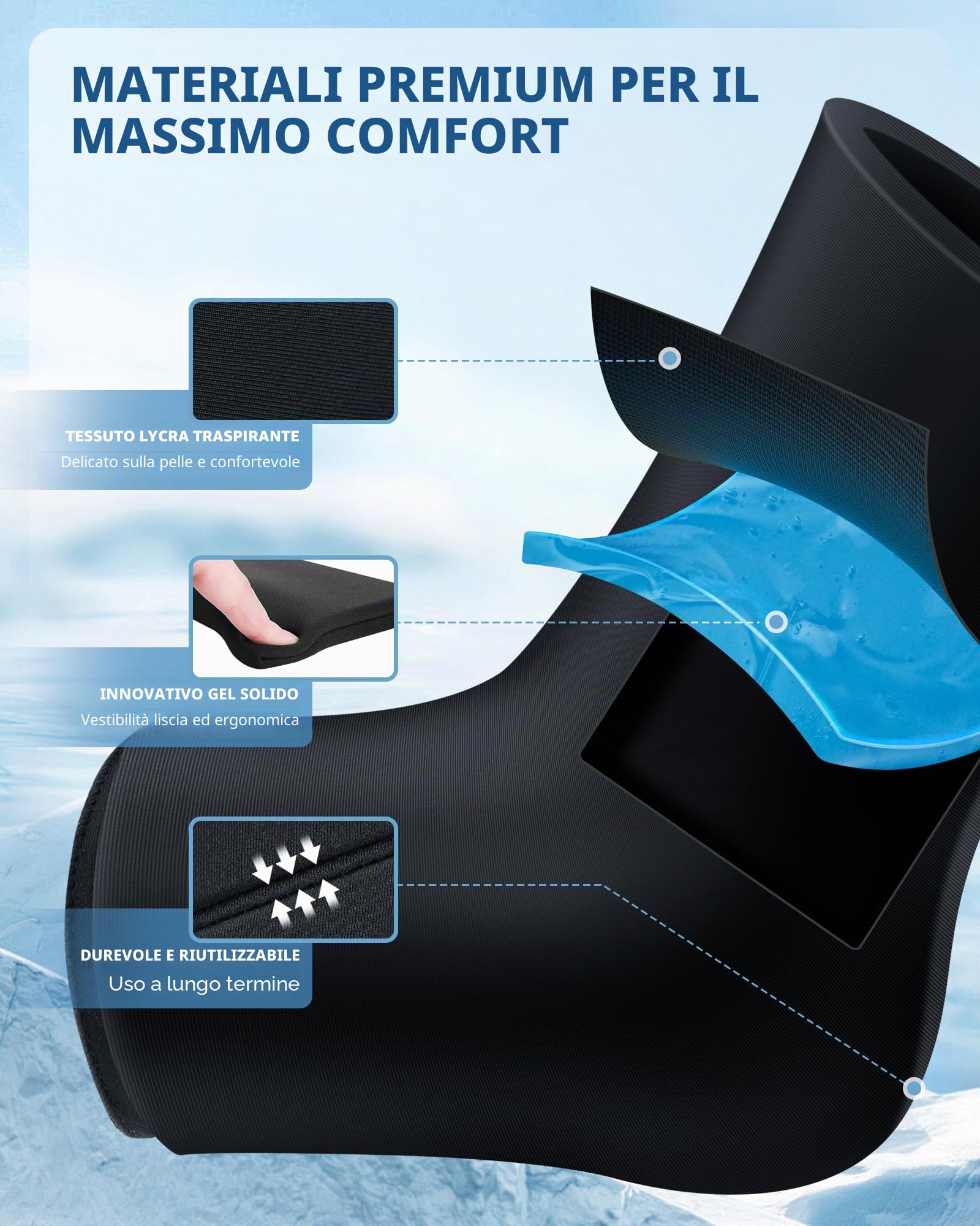 Tolaccea Supporto Ghiaccio per Caviglia e Piede, Impacco di Gel Riutilizzabile per Terapia Caldo e Freddo, Fascia Compressiva per Tendinite d'Achille, Fascite Plantare, Gonfiore L