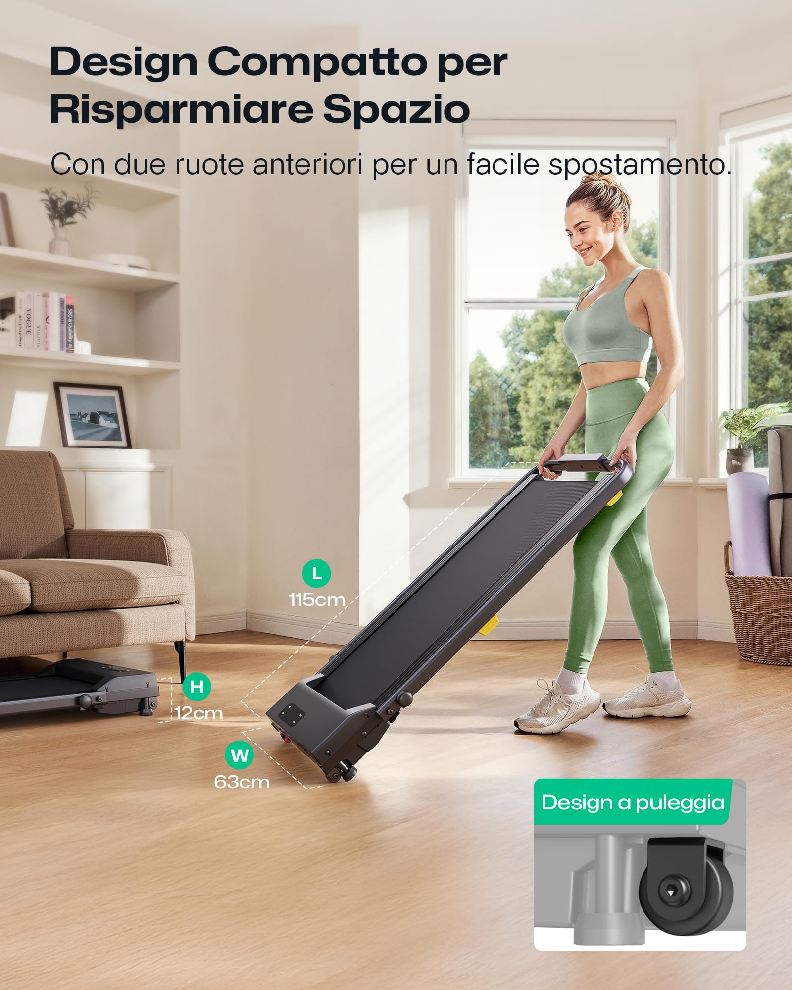 UREVO Tapis Roulant Elettrico da Casa con 9% Inclinazione, Tapirulan Pieghevole per Ufficio e Smart Working, 1-10 km/h, Salvaspazio con Doppia Ammortizzazione, Ideale per Camminata e Corsa Leggera