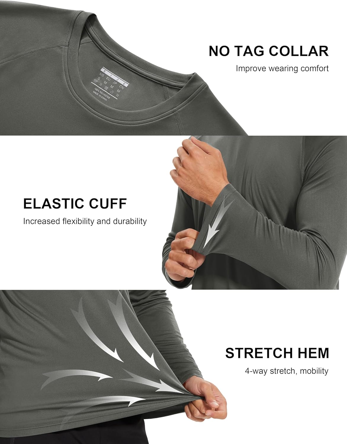 MAGCOMSEN 4 Pack Men's Shirts Long Sleeve Sun Protection UPF 50+ UV SPF Dry Fit T-Shirts for Workout Athletic - Image 5