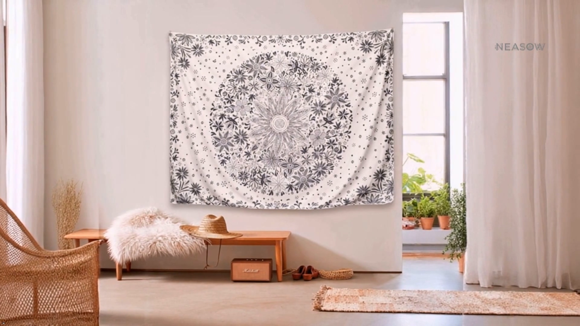 Amazon.com: Neasow Bohemian Tapestry Wall Hanging, Beige White
