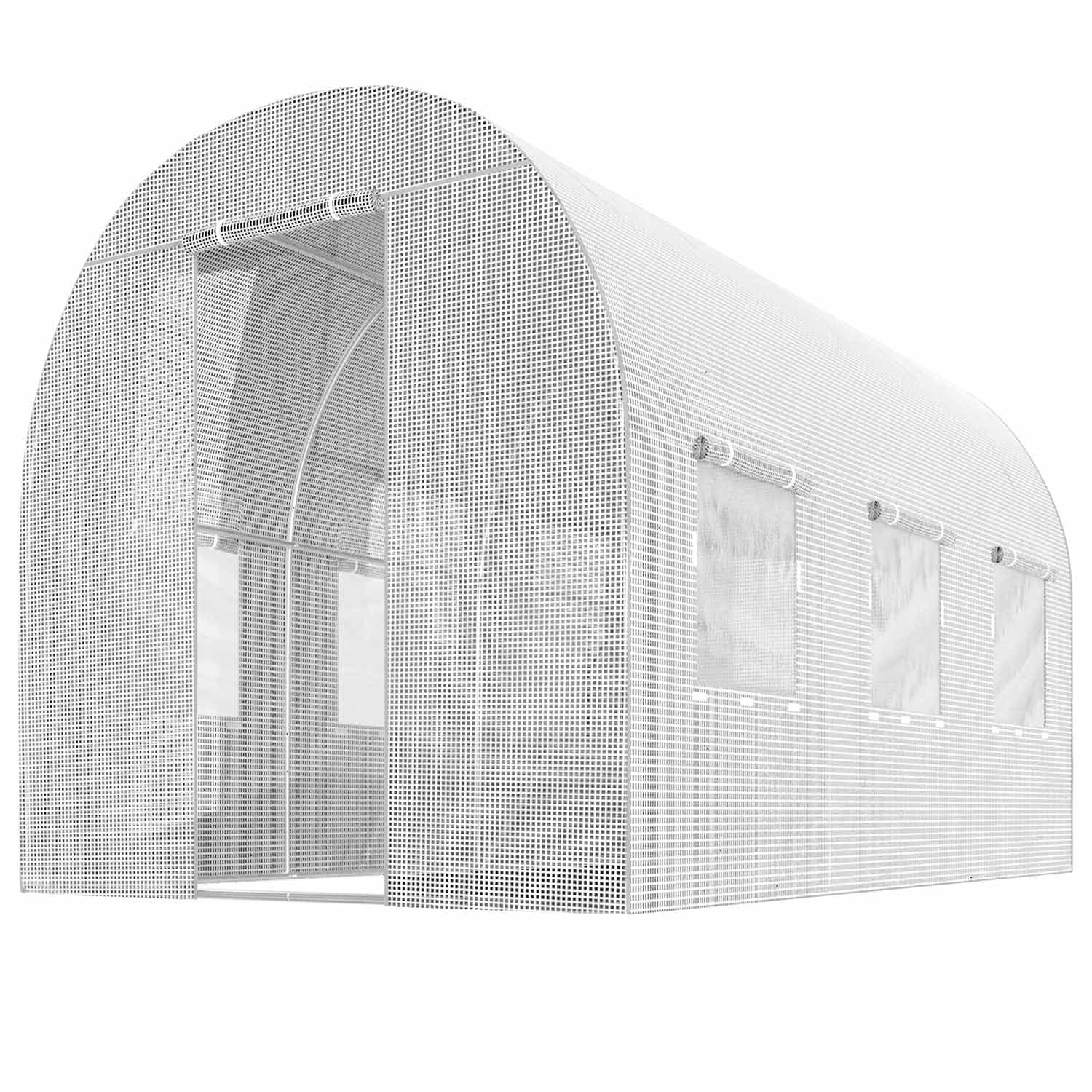 Szklarnia Foliowa Tunel Ogrodowy Stalowe Profile Okna Z Moskitierami 2 x 3,5 x 2 m 7m2 Biały