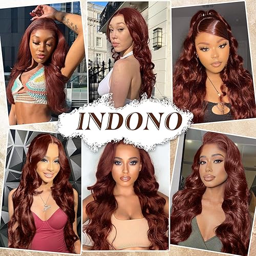 Miniatura 7 de Pelucas de cabello humano ondulado con encaje frontal de 28 pulgadas, color castaño rojizo HD de 13 x 4, densidad del 150 %, cabello humano