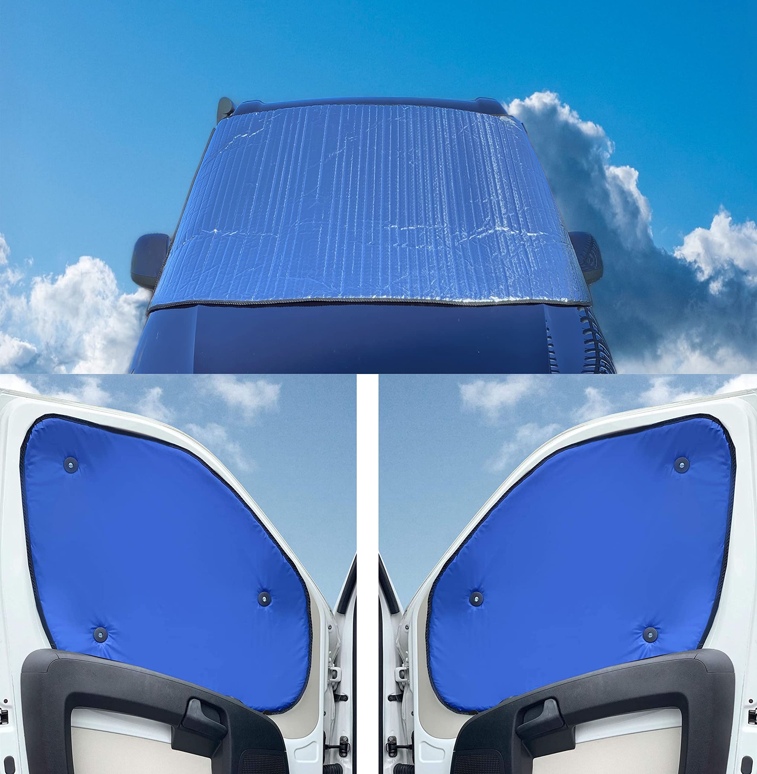 External Thermal Blinds To Fit Toyota Alphard (Years 2002 to 2008) With Blue Lining