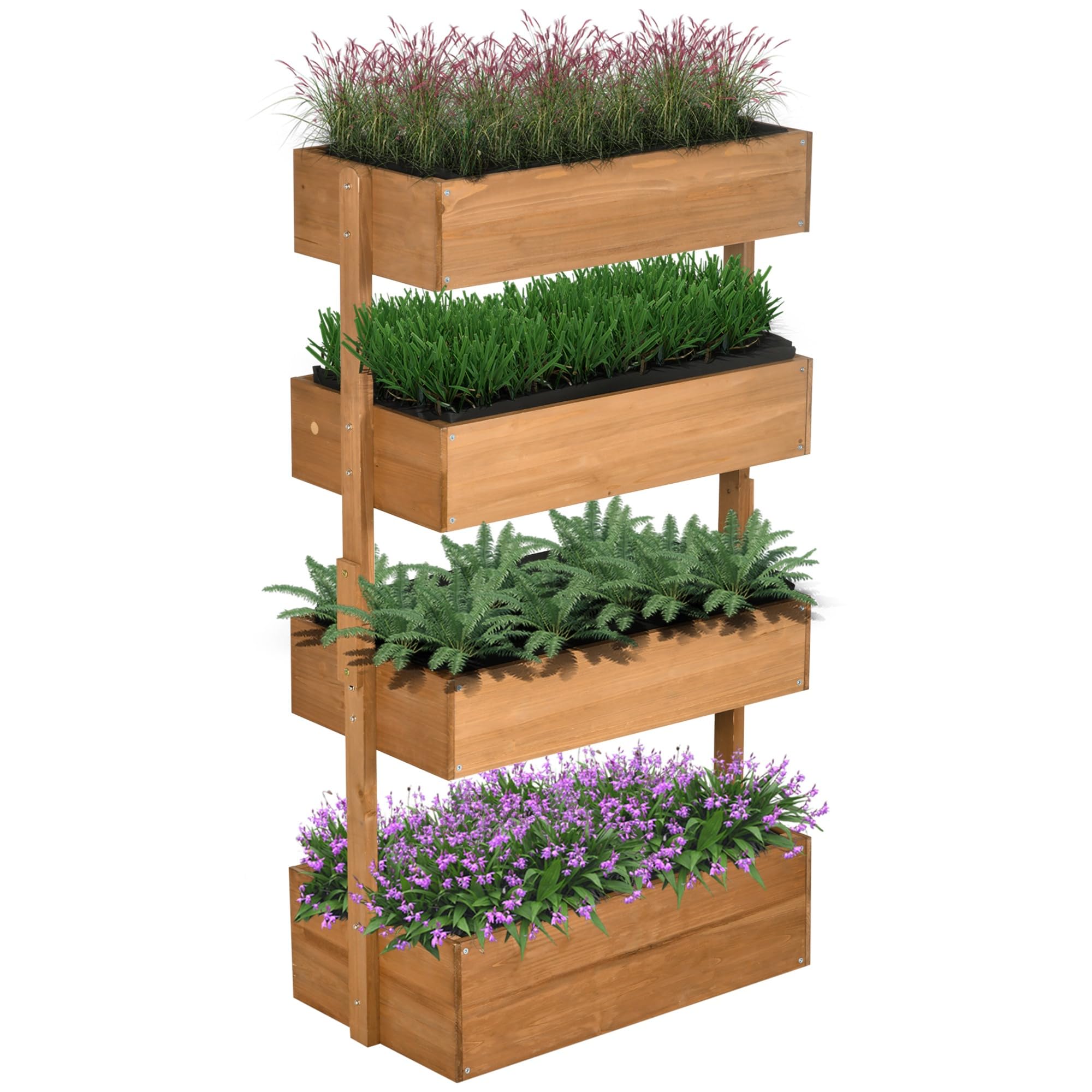 Outsunny Jardinera de Madera de 4 Niveles, 80x45x142 cm, Naranja