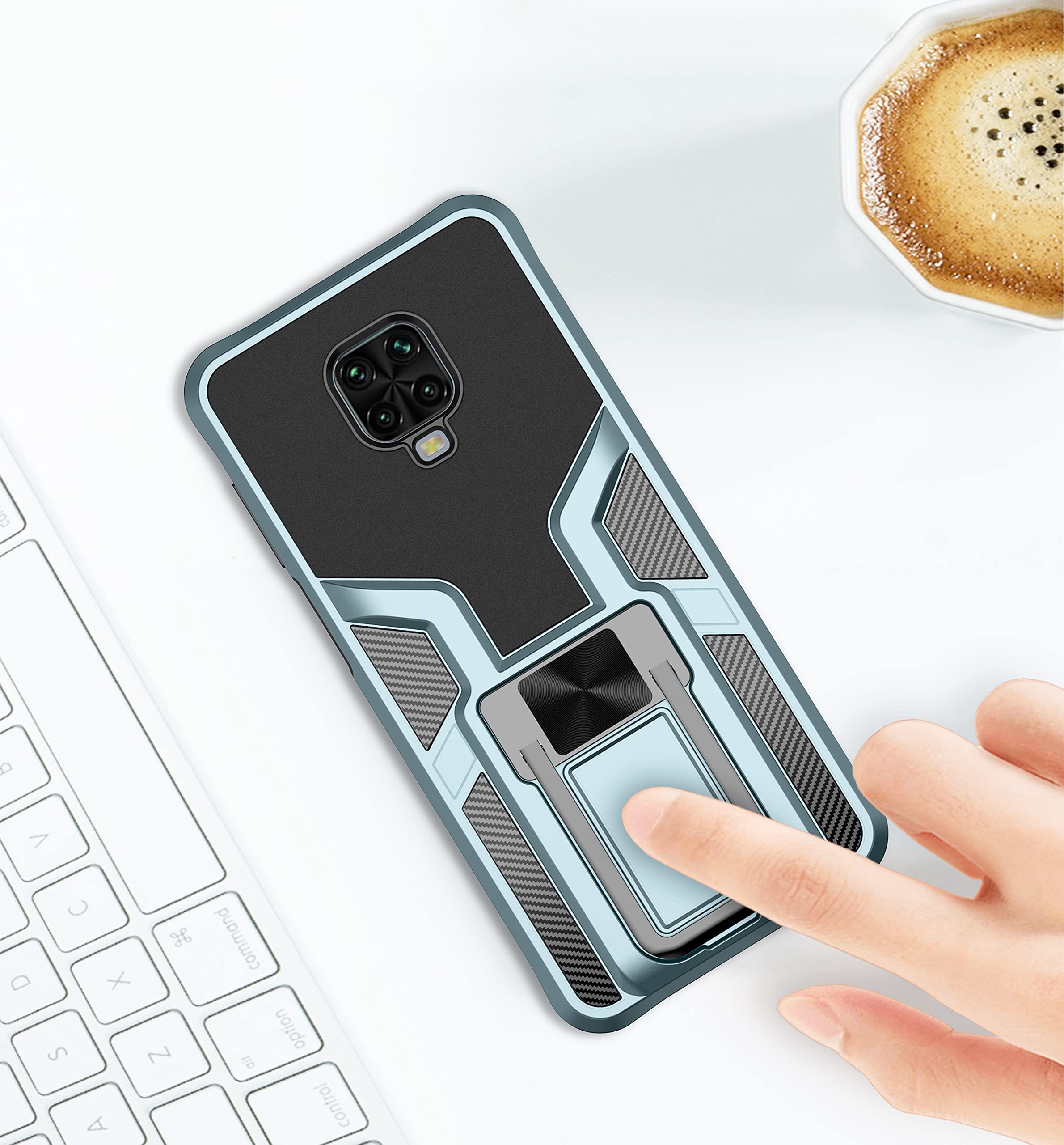Cover Xiaomi Redmi Note 13 5G: Anello, Stand e Slitta Camera Grigia