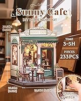 Vista 2 de CUTEBEE - Kit de rincón de libros, kit de casa de muñecas en miniatura para adultos y adolescentes, decoración de estantería, modelo de callejón