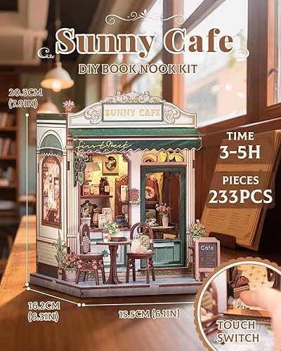 Miniatura 2 de CUTEBEE - Kit de rincón de libros, kit de casa de muñecas en miniatura para adultos y adolescentes, decoración de estantería, modelo de callejón con