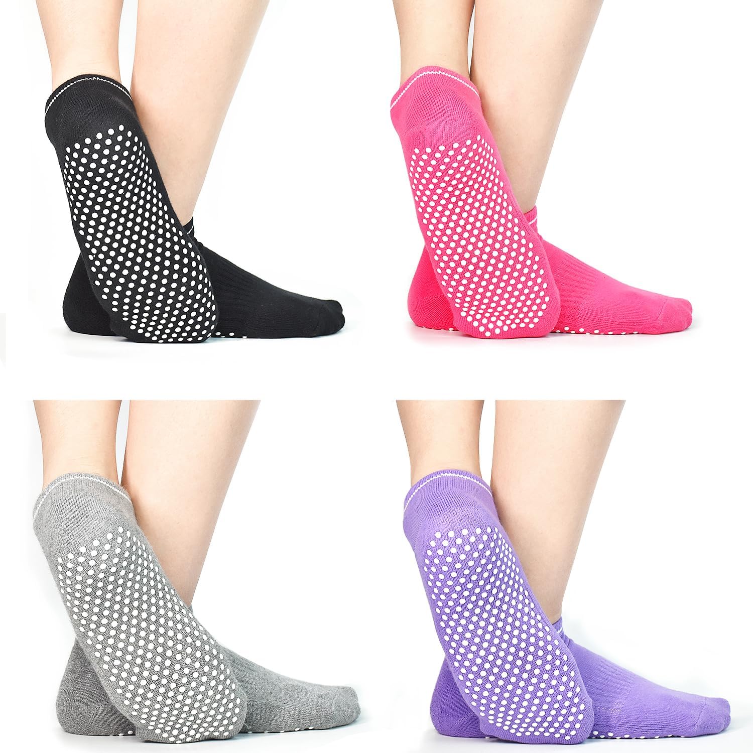 ELUTONGNon Slip Yoga Socks for Women Anti-Skid Pilates Ballet Barr Dance Athletic Sticky Grips Socks at Home Hospital