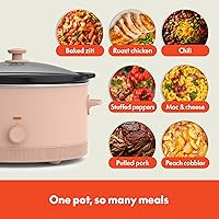 Vista 5 de bella Olla de cocción lenta manual de 6.0 cuartos de galón, revestimiento antiadherente de cerámica, 3 ajustes de temperatura, olla de gres apta