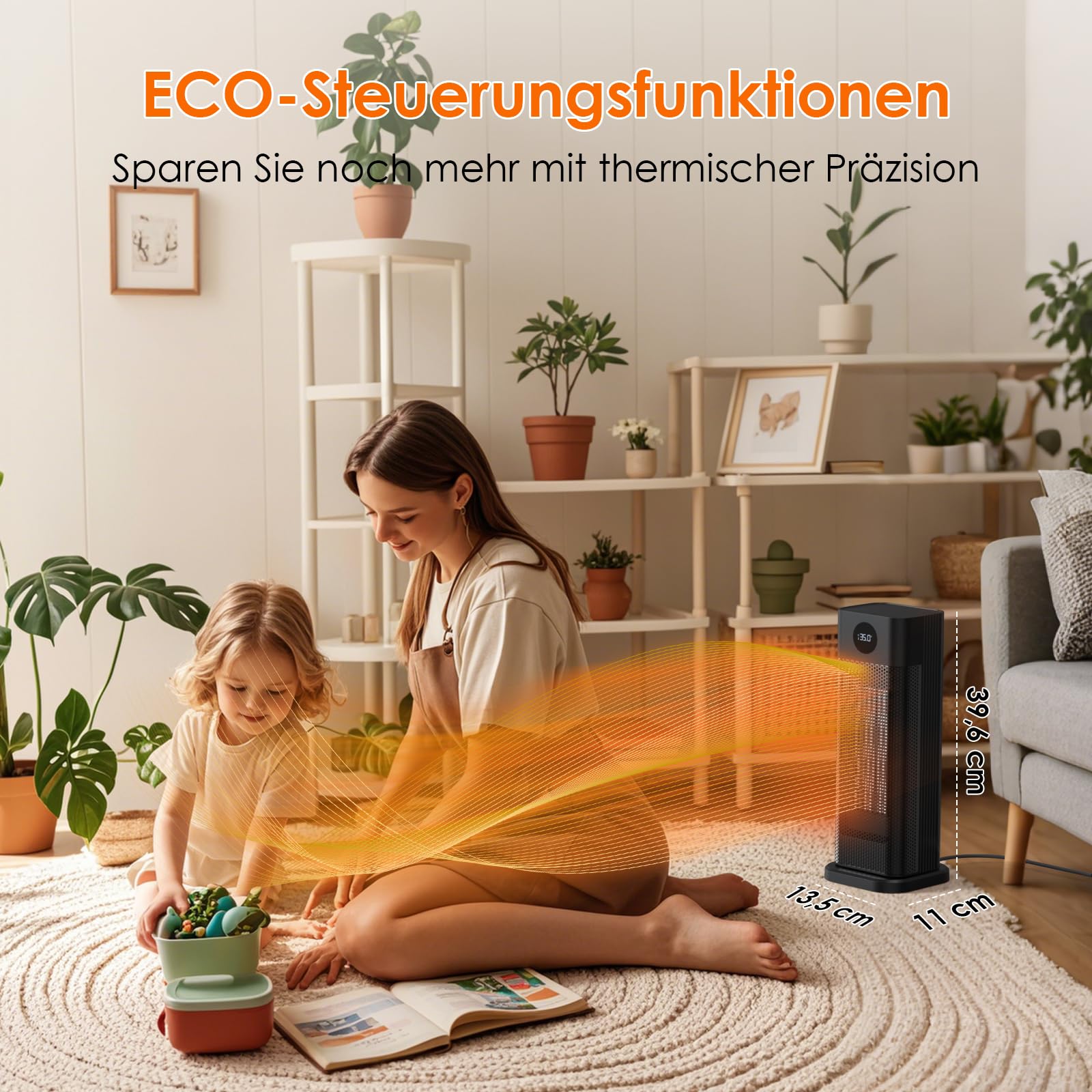 Minthouz Heizlüfter Energiesparend, 2000W PTC Keramik Heizlüfter, 3-Modus Elektroheizung mit Thermostat, Fernbedienung, LED-Digitalanzeige, 12H Timer, 70° Oszillation, Heizung Elektrisch für Haus,Büro