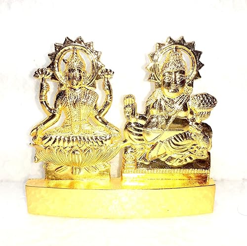Dimensiones 3.0 x 4.0 pulgadas Laxmi con KUBER Ídolo KUBERA Idol KUBERA Idol KUBER MURTI Estatua de Dios ídolo Lakshmi murti ídolo para Puja