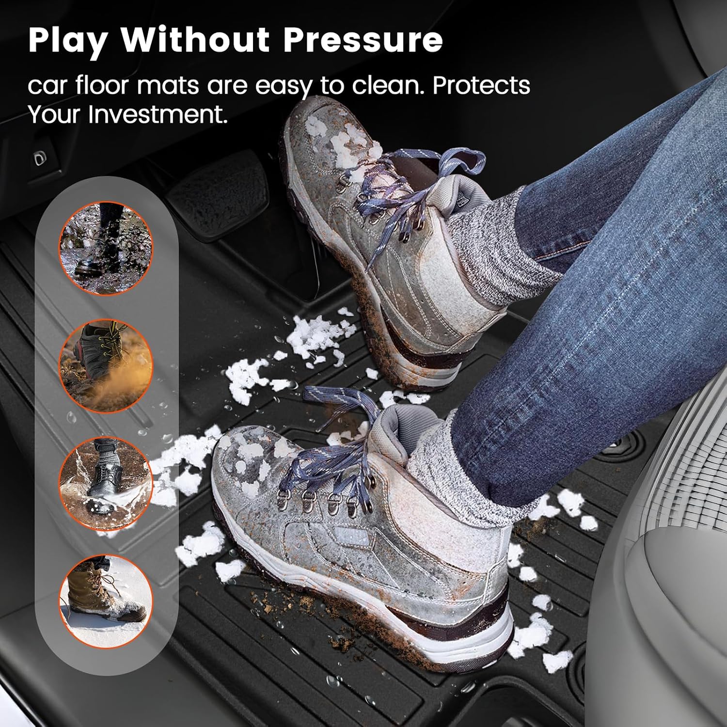 KMF Floor Mats for Toyota 4Runner 2025 (NOT for Hybrid) Accessories, 5 Seats All Weather TPE Waterproof Car Floor Liners - Front & Rear 2 Row, Anti-Slip Deep Grooves Custom Fit 4Runner Car Mats