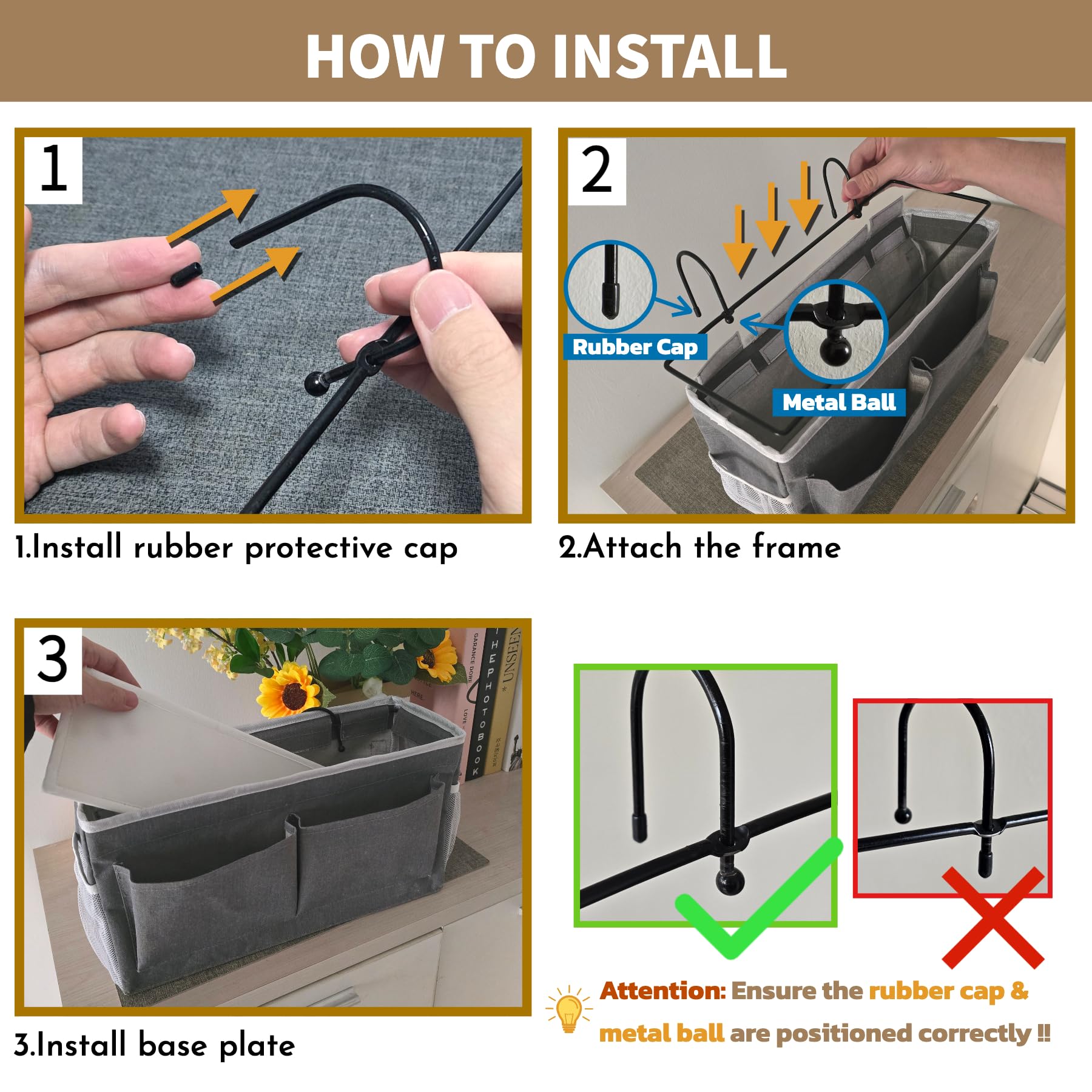 Kanrichu 3 grandi organizer da appendere alla parete, in tessuto di lino, con tasche, impermeabili, per cucina, camera da letto, ufficio, camper (grigio, 3 pezzi)