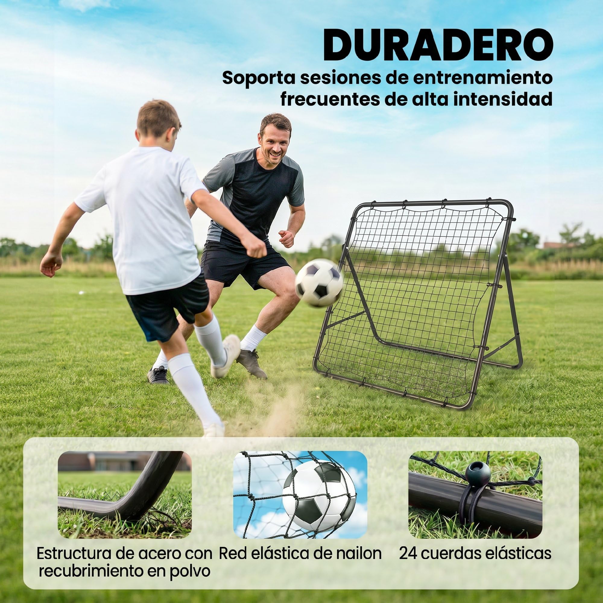 SPORTNOW Red de Rebote Plegable, Reboteador de Fútbol Ángulo Ajustable de 5 Niveles, con Tubo de Acero, Fácil de Instalar, para Entrenamiento de Fútbol, 120x73x112 cm, Negro