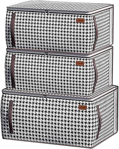 Toonshare Bolsas de almacenamiento de pata de gallo con cremallera plegable de tela para armario, para edredones, mantas, ropa de cama,