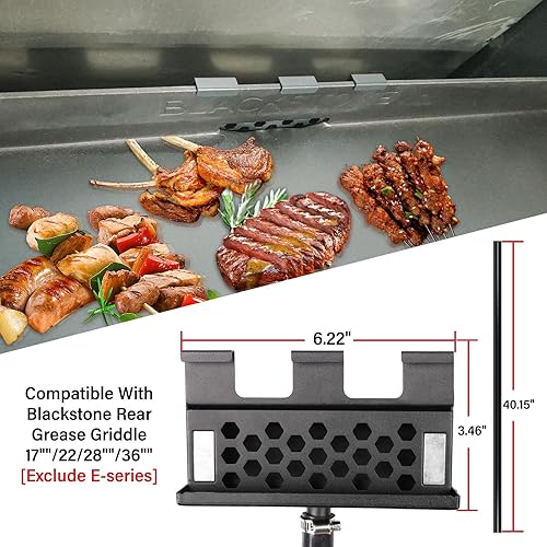 Miniatura 2 de DeskAKBK Recogedor de grasa para parrilla Blackstone, drenaje de grasa trasero mejorado para taza de grasa Blackstone, accesorios compatibles con