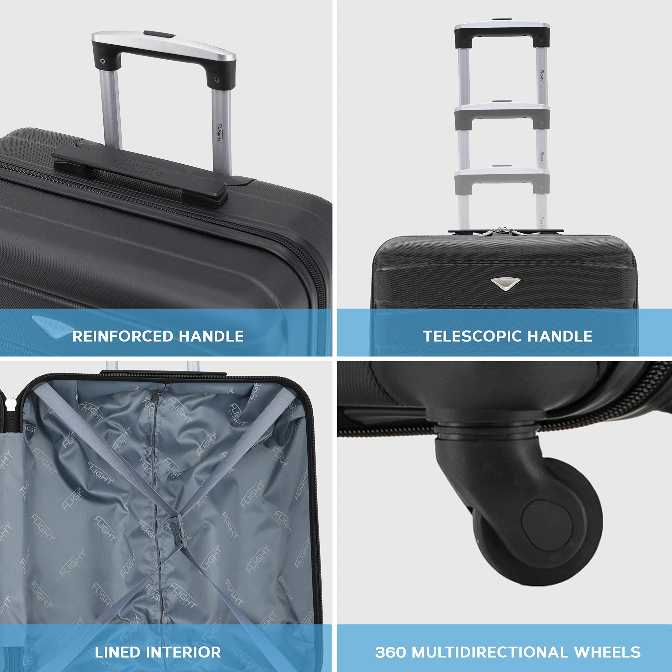 Buy Flight Knight Lightweight 4 Wheel ABS Hard Case Suitcases Cabin