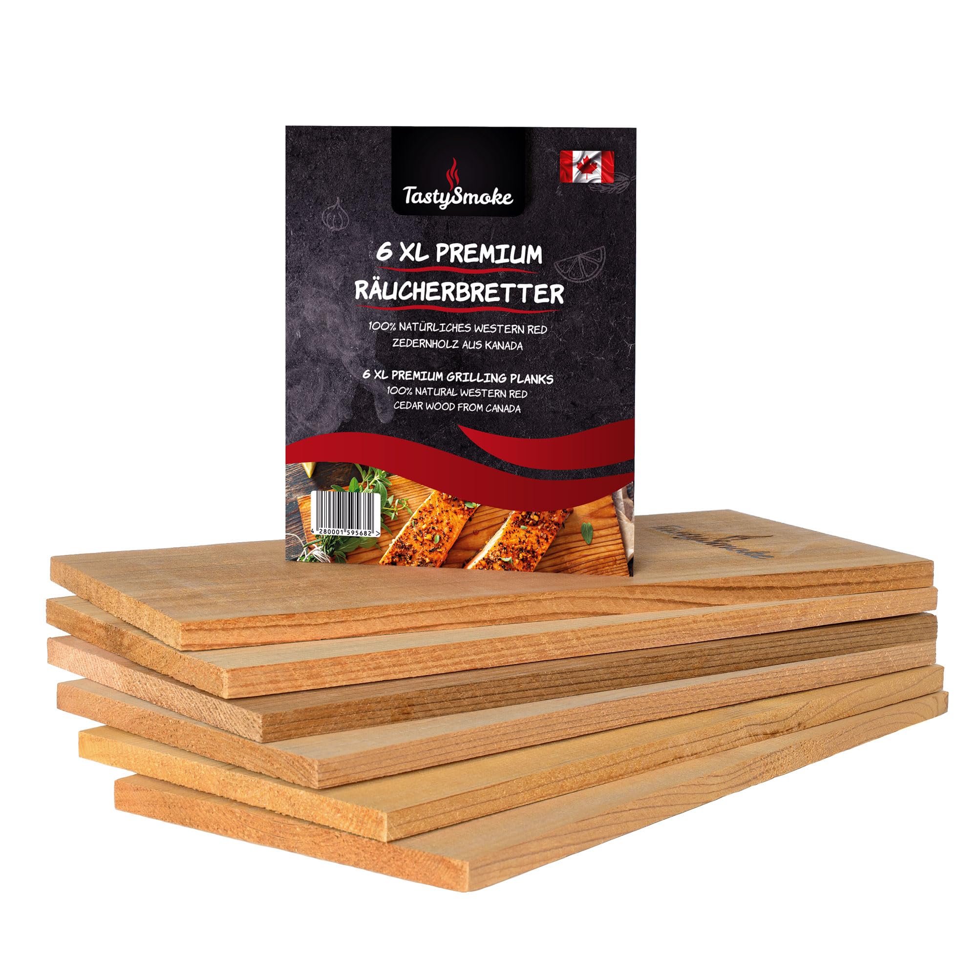 Premium Deska do grillowania z drewna cedrowego – 100% naturalny produkt z cedru western red – Deski do grillowania z drewna cedrowego w opakowaniu 6 sztuk – wielokrotnego użytku