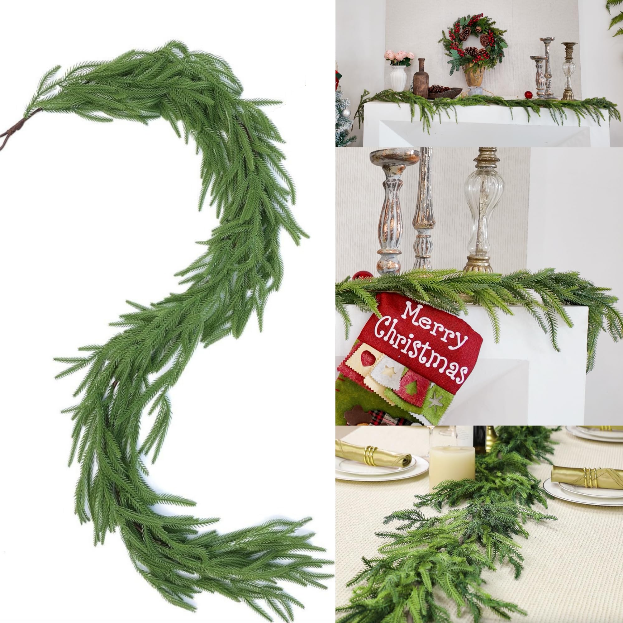Guirlande de Noël Norfolk artificielle toucher réaliste de 2m pour table et cheminée