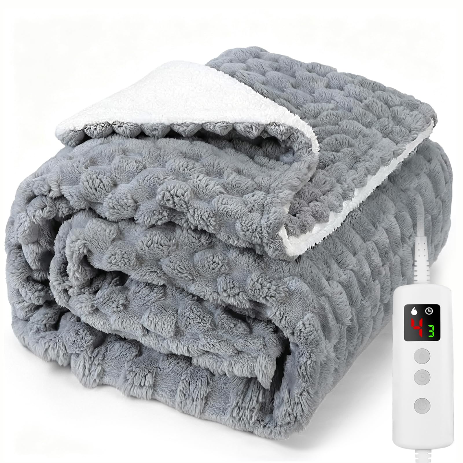 Heated Blanket, Electric heated throw 160x130CM Silver Grey, Electric throw — image 1