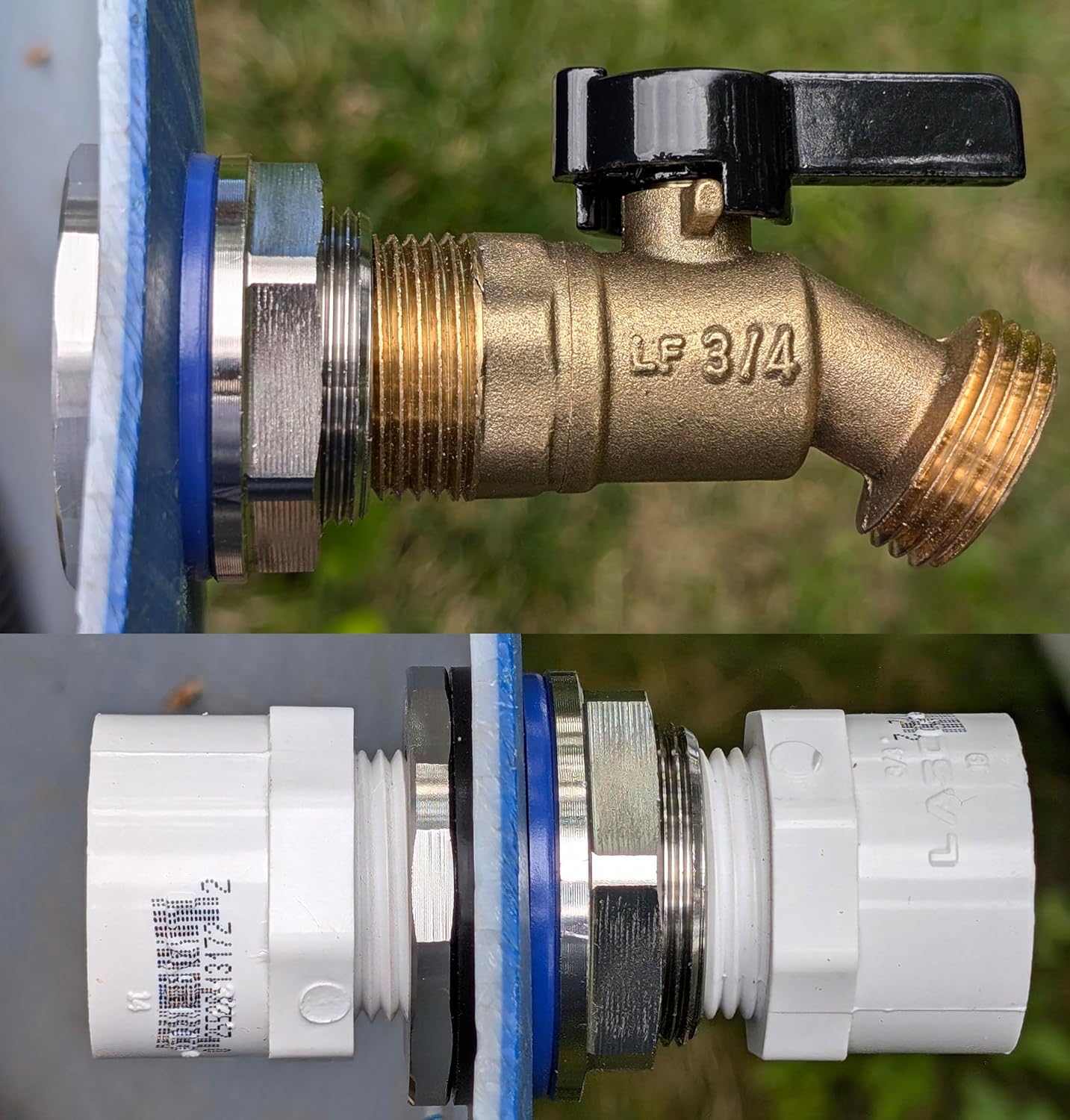 SSBF010 Stainless Steel Bulkhead Fitting (Female 3/4" NPT/FIP, Left Handed Nut, w/Step Gasket) (2 pack)