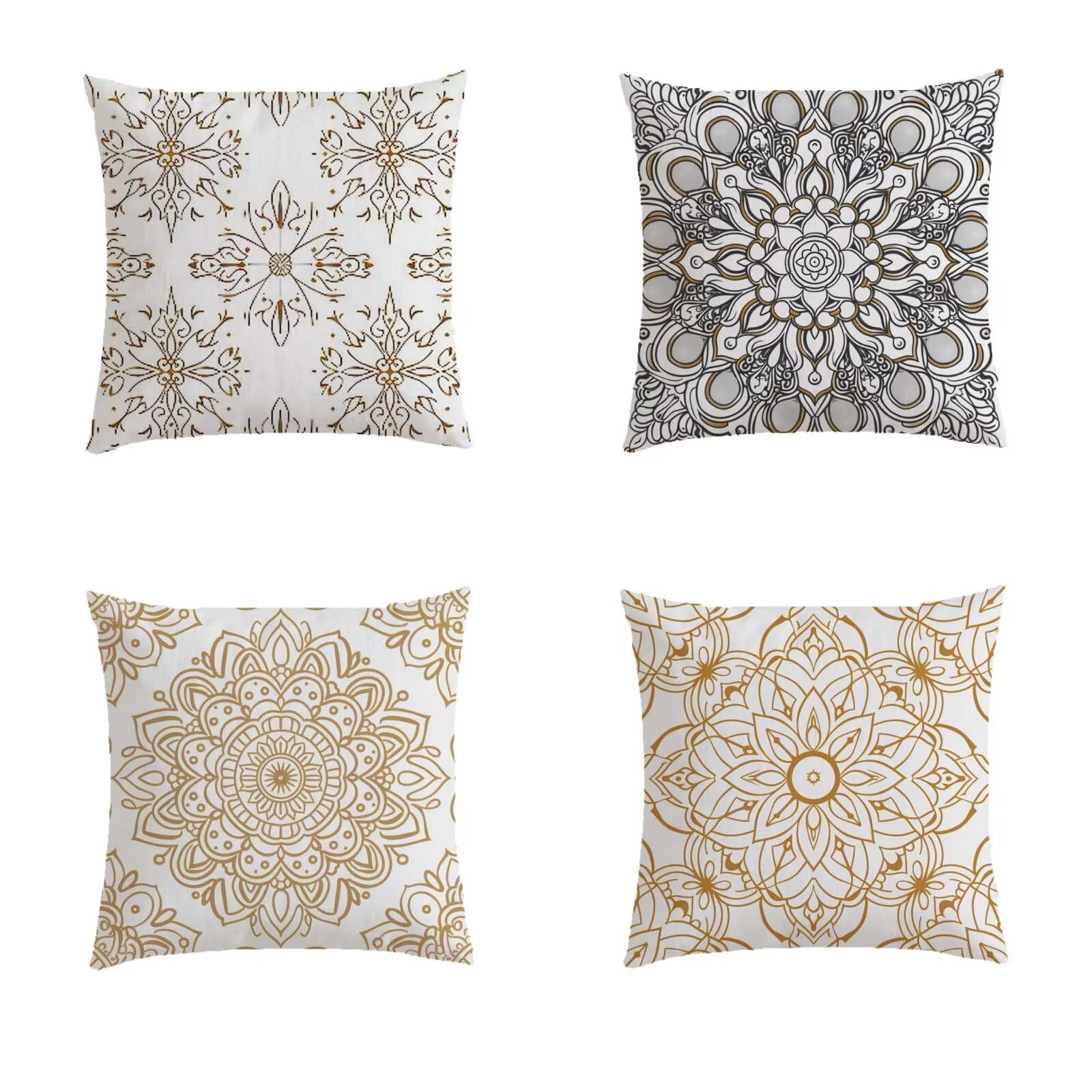 Housse de coussin 45x45cm effet lin à motif Datura double face pour salon de jardin S614