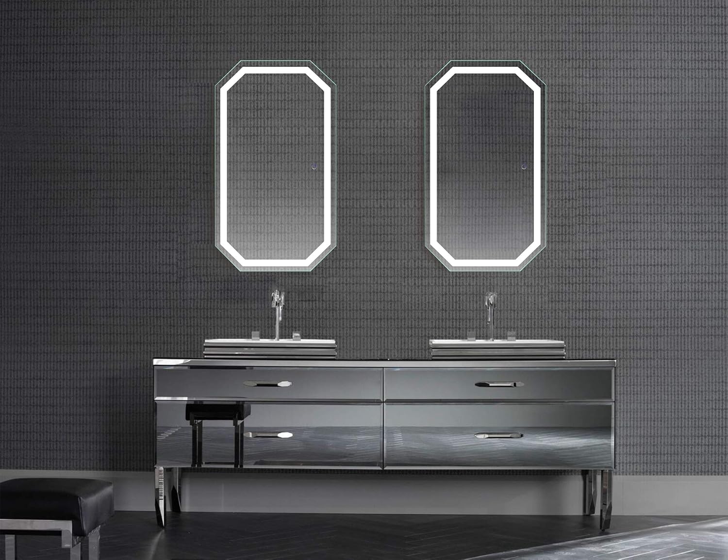 Best Promo Krugg Octagon LED Bathrom Mirror 24 Inch X 42 Inch | Lighted Wall Mount Vanity Mirror Includes Defogger & Dimmer | Vertical or Horizontal Install