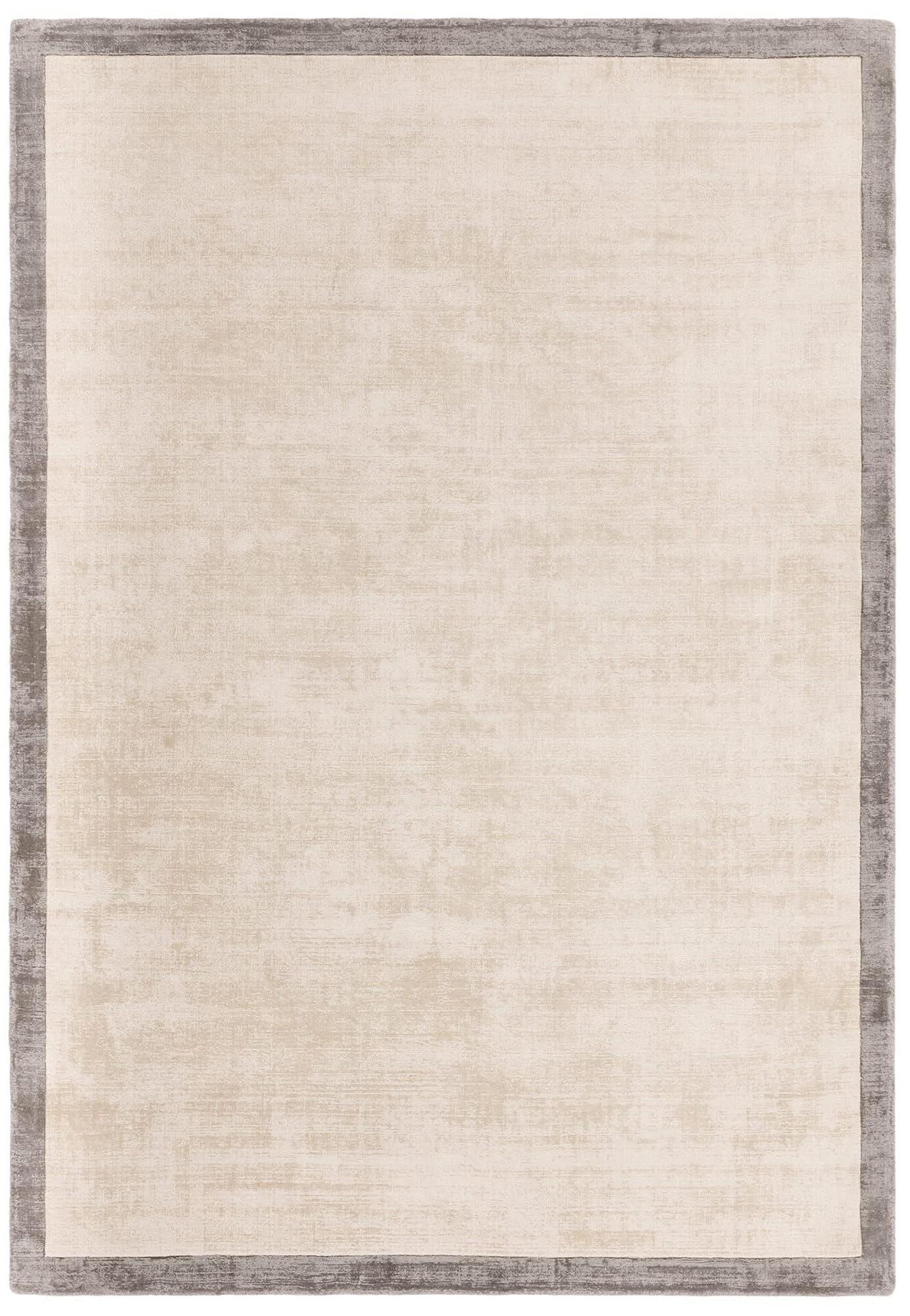 Blade Border - Tappeto in viscosa intrecciata a mano, effetto invecchiato, altamente lucido, lussuoso, morbido come la seta, per soggiorno, camera da letto o salotto, con bordo argento, XL, 200 x 290